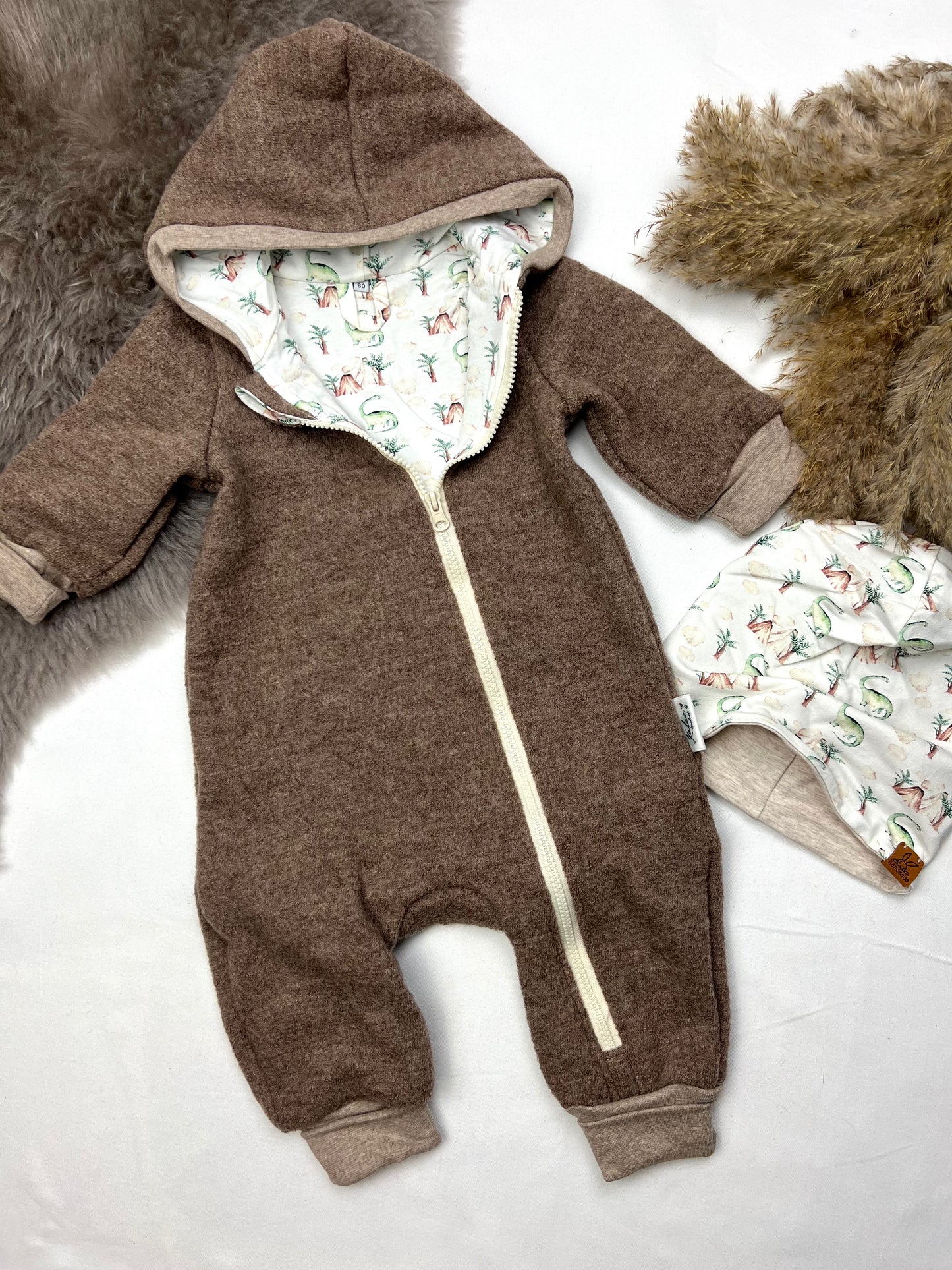 Wollwalkanzug Gr. 80 mit passender Mütze